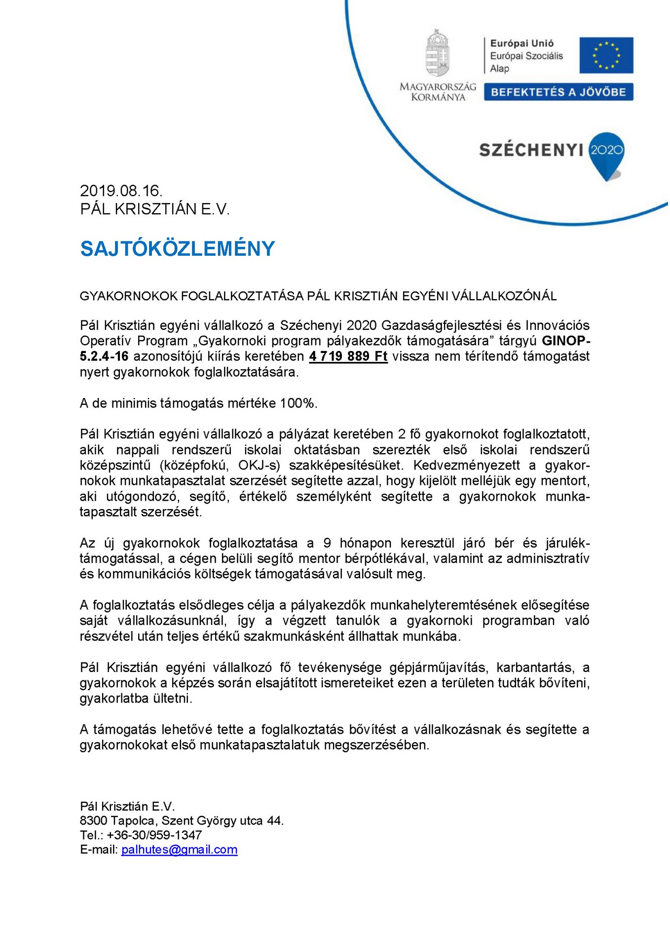 Sajtóközlemény